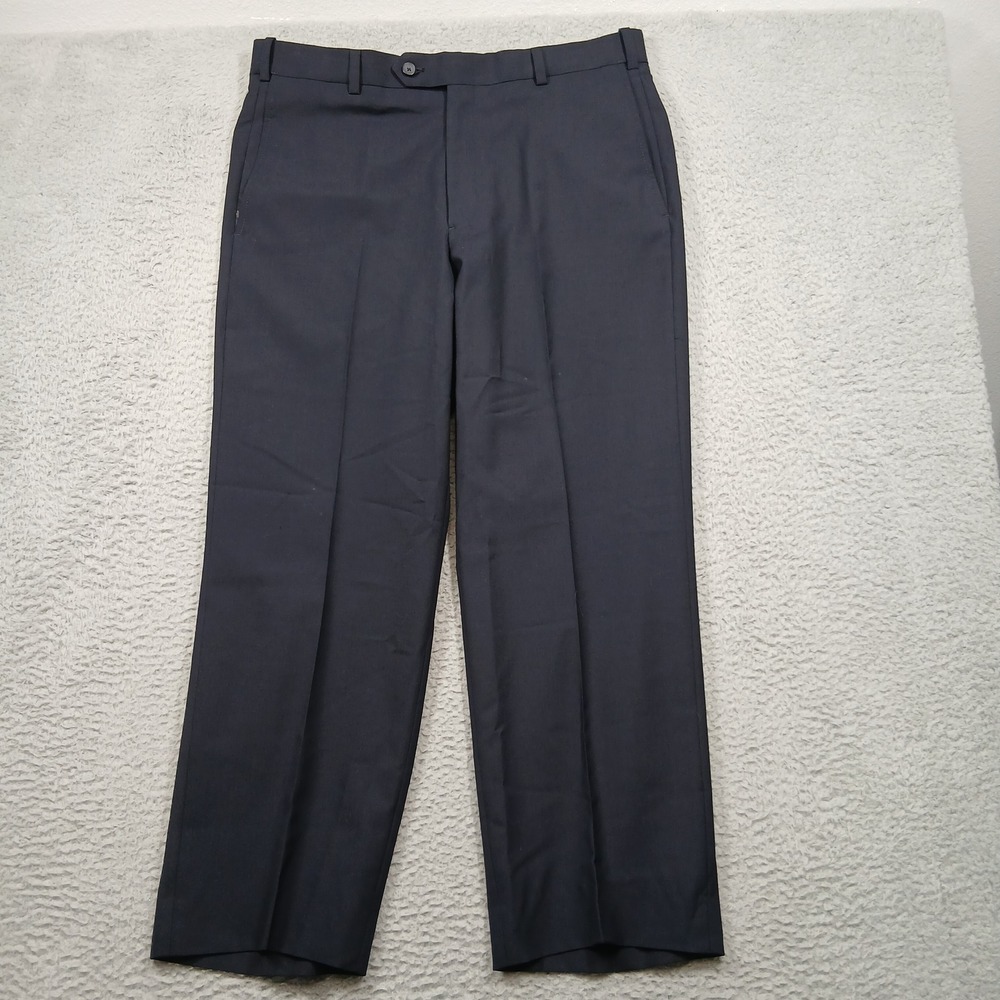 Austin Reed Wool Blend Dress Pants Men's 36 Navy Classic Fit